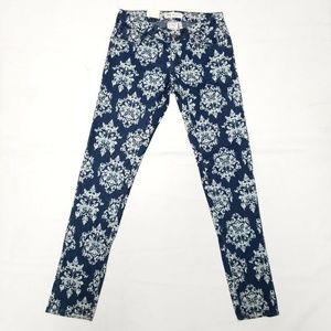 Free Culture Damask Print Skinny Jeans - Blue